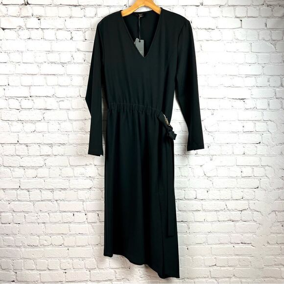 NEW with Tags Seventy Venezia Black Belted Asymmetrical Dress US 10/L MSRP $335 - Picture 9 of 14